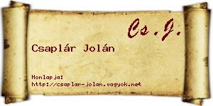 Csaplár Jolán névjegykártya